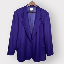 Koret Blazer Jacket Women Size 18 Purple 100% Wool Lined Pockets Long Sleeve Q22