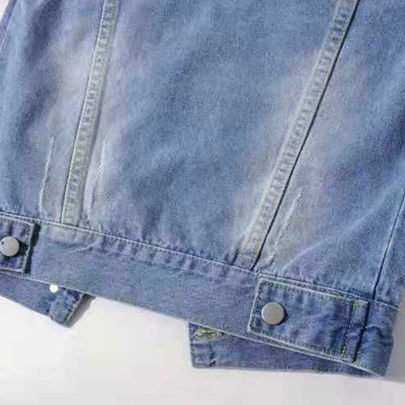 New Women's 3/4 sleeve denim jacket casual lapel button denim jacket