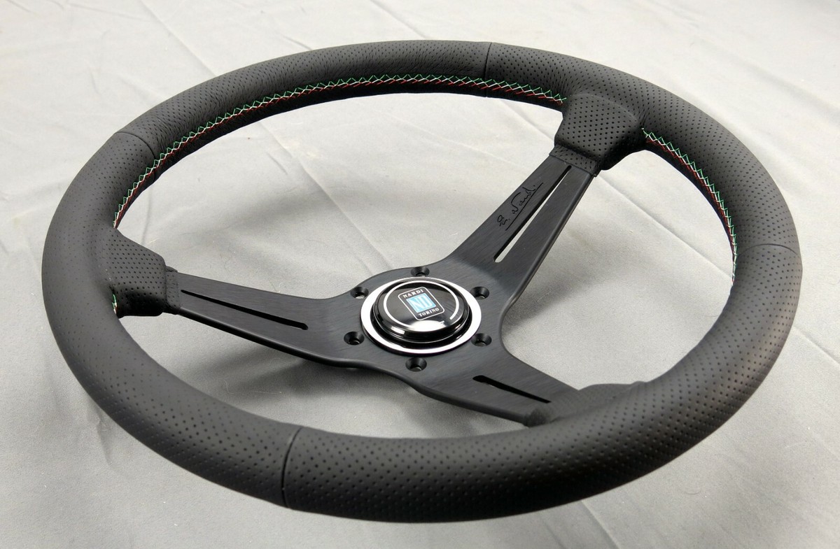Nardi Steering Wheel Deep Corn 350mm Black Perf Leather with Tri
