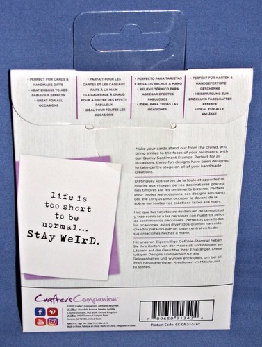 Crafters Companion Stay Weird Clear Acrylic Stamp Funny Cute Silly Saying New - Picture 3 of 4