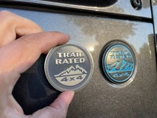 2 (two) 18-24 WRANGLER JL GLADIATOR GRAY TRAIL RATED FENDER EMBLEM BADGE