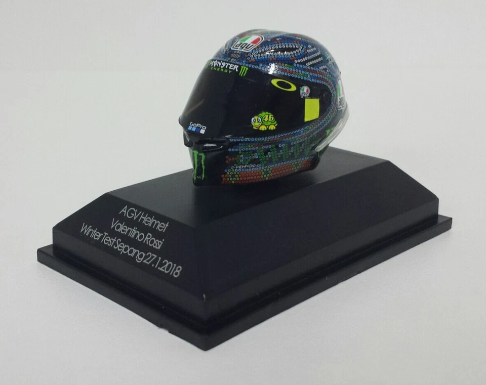MINICHAMPS 1/8 valentino rossi Model Diecast Helmet Moto AGV Test Sepang 2018 - Image 3 of 4