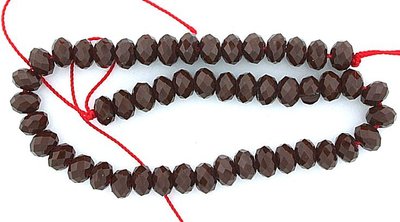 ONE 6x4 6mm x 4mm Faceted Burgundy Red Glass Bead 8 Inch Strand GBS107