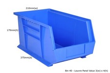 Rhino Tuff Plastic Parts Bins - Blue Red or Yellow Garage Shelving Storage Box 
