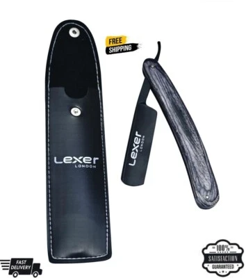 LEXER LONDON Vintage Salon Straight Cut Hals Rasur Rasierer Friseur Rasur GRATIS Ledertasche