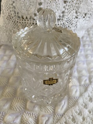 ZAJECAR Crystal  Candy Dish Jar w/ Lid Made in Yugoslavia 24% Lead Crystal