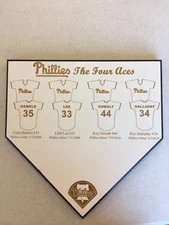 PHILADELPHIA PHILLIES 4 ACES HALLADAY, HAMELS HOME PLATE COMMEMORATIVE PLAQUE
