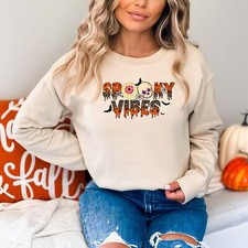 Spooky Vibes Sweatshirt, Halloween Crew Neck