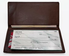 RFID Vintage Brown Cowhide Leather Plain Checkbook Cover Simple Card Wallet