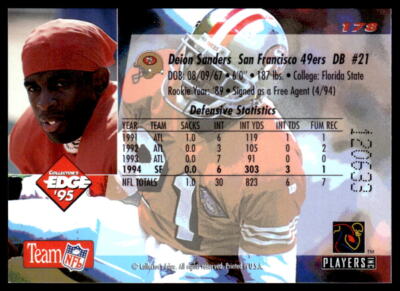 1995 Collector's Edge #178 Deion Sanders FOOTBALL San Francisco