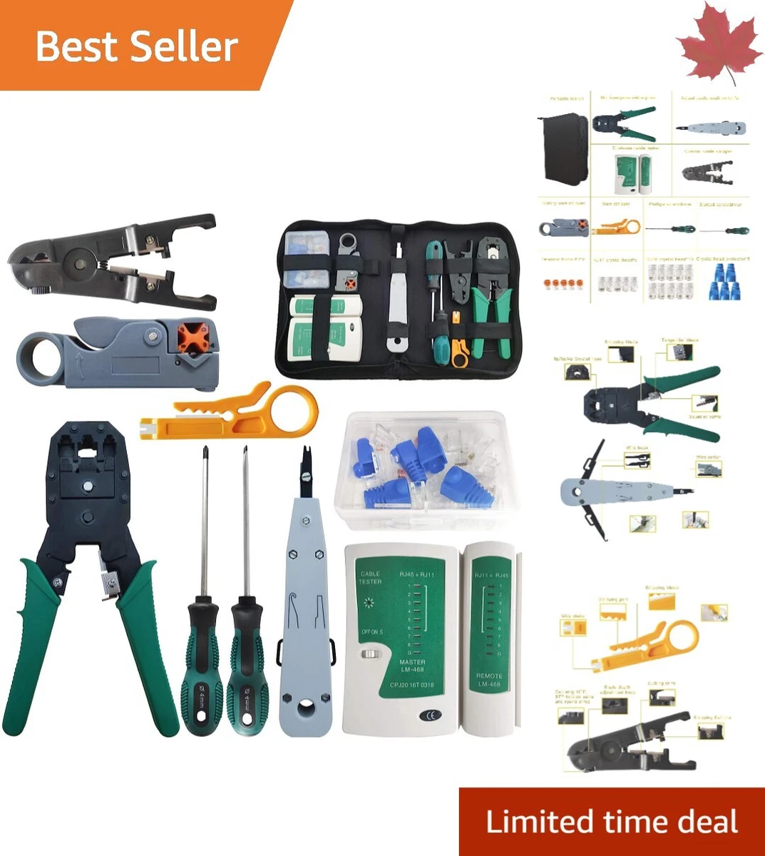 Compact Pro Network Tool Kit Portable Ethernet LAN Cable Tester