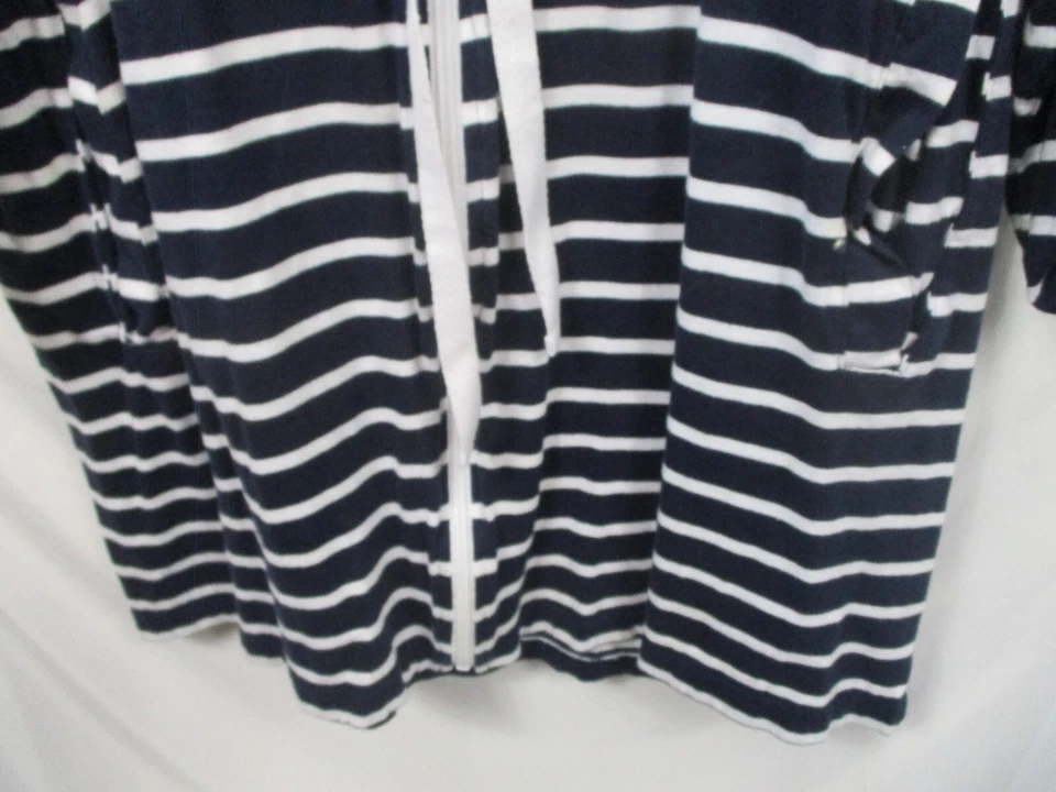 Vestido para mujer Apt 9 1X azul a rayas cremallera completa con capucha manga larga corbata bolsillo algodón Foto 4 de 4