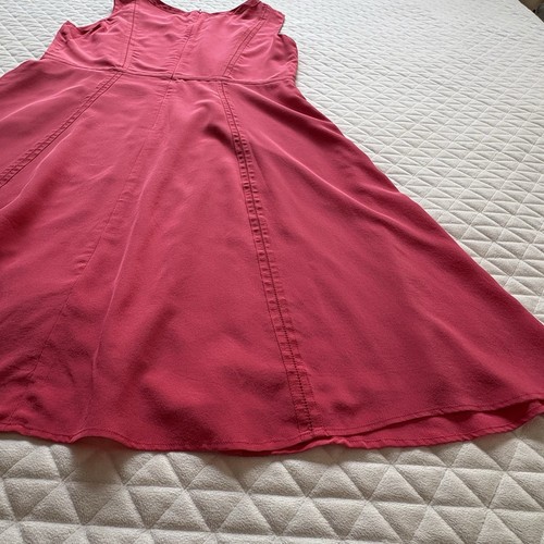 Talbots Women’s Dress Size 12 100% Silk Fit & Flare Coral Color Summer Soft - Picture 11 of 16