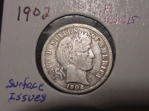 1902 BARBER DIME F DETAILS POPULAR DATE SHIPS FREE