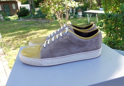 LANVIN SHOES 43 shoe sneaker sneakers velours captoe cap toe dbb1 yellow beige