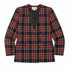 Natasha Vintage Plaid Double Breasted Blazer Jacket