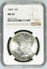 1884 Morgan Silver Dollar MS 65 NGC Bright White Good Luster