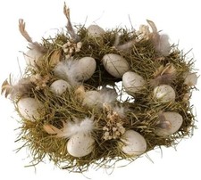 Osterkranz mit Eiern 28cm Weiss Ostern Osterdeko Türkranz Federn Kranz Eierkranz