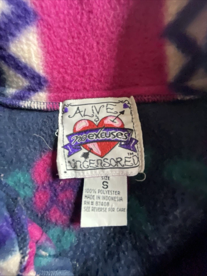 Pullover Top Floral Pequeño Recortado Vintage Años 90 Cuarto Cremallera Polar Foto 4 de 4