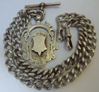 LOVELY HEAVY 68g ANTIQUE 1899 STERLING SILVER DOUBLE ALBERT CHAIN T BAR NECKLACE