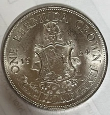 Bermuda 1964 big silver crown NICE!