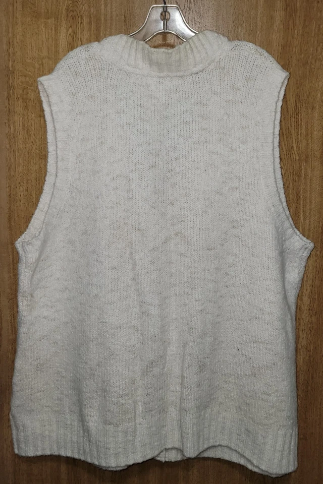 Colete suéter feminino LL BEAN mistura de lã marfim bolsos botão frontal plus size 3X  - Imagem 2 de 3