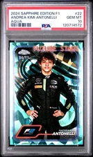 2024 Topps Chrome Sapphire F1 Andrea Kimi Antonelli Aqua 94/99 #22 PSA 10