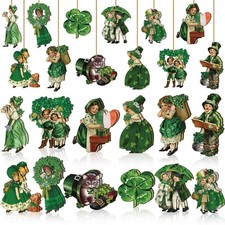 24 Pcs Easter Wooden Hanging Ornaments Vintage Egg Cutouts Decoration Classic...