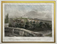 Orig. 1838 Print,Washington From The President’s House,Bartlett,Matted-Frame Rdy