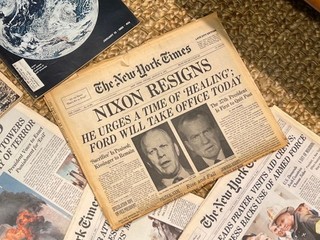 NYT VIntage Nixon Resigns full newspaper