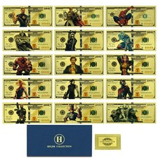 15pcs/set MARVEL Goldfolie Banknote Superhelden Sammler Set | Gold Foil Banknote