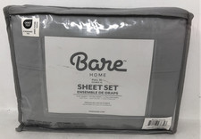 Bare Home Full XL Double XL Sheet Set 4 Piece Set Light Grey