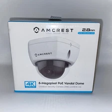 Amcrest UltraHD 4K 8MP Outdoor POE Camera Vandal Resistant Dome IP8M-2493EW-V2