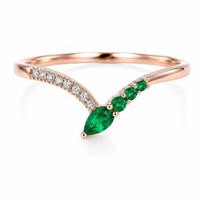 Green With Colorloss Moissanite Band 9K Gold Anniversary Stacking Bridal Ring