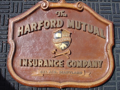 Vintage Syroco ? Wood Tone Harford Mutual Insurance Company Sign Bel Air MD