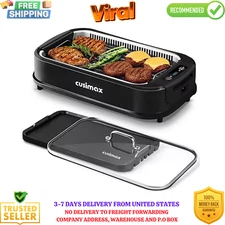 CUSIMAX 1500W Smokeless Indoor Electric Grill Griddle BBQ LED Display Black