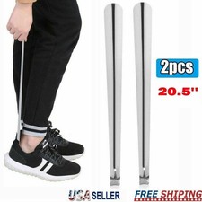2pc 20.5'' Stainless Steel Long Handled Metal Shoe Horn Lifter with Hanging Hole