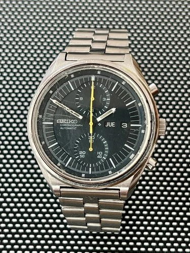 SEIKO 6138-3002 Automatic Chronograph  Watch Men's Vintage Black Dial JUMBO