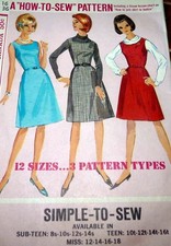 LOVELY VTG 1960s DRESS Sewing Pattern 16/36