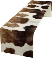 Cow Print Table Runner, Brown Cowhide Print Western Style Table Runner 13x36 Inc
