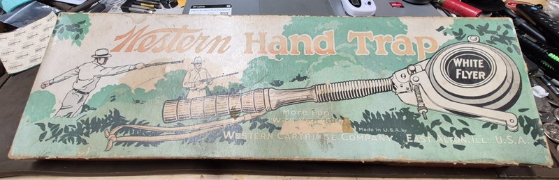 Vintage Western White Flyer Hand Trap in Original Box,  Pigeon Thrower