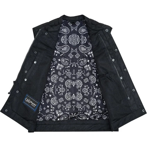 SOA Mens Textile Vest Paisley Style Motorcycle Biker Club Concealed Carry Pocket image 7