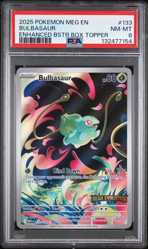 2025 POKEMON MEG EN-MEGA EVOLUTION ENHANCED BOOSTER BOX TOPPER BULBASAUR PSA 8