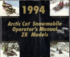 1994 ARCTIC CAT ZR MODELS SNOWMOBILE OPERATOR'S MANUAL P/N 2254-963 838