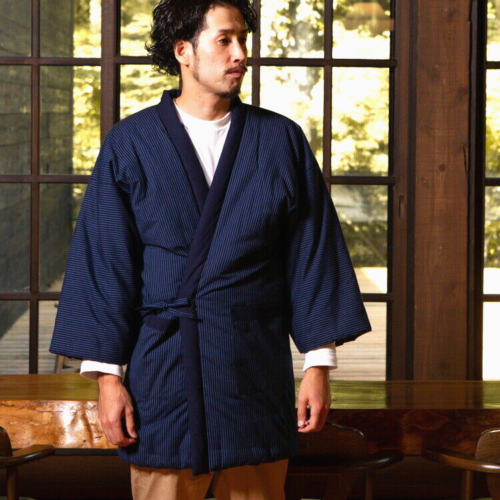 Japanese Kimono Hanten Men's LL Warm Wear winter jacket made in japan 2way Fedex - Afbeelding 1 van 8