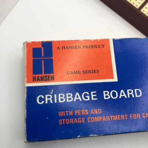 Tablero de cribado vintage Hansen Games con clavijas de plástico con incrustaciones con caja de almacenamiento de tarjetas - Imagen 5 de 8
