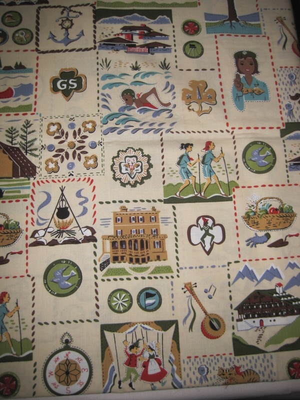 Girl Scouts Adventures Robert Kaufmann 2009 Retro Cotton Fabric  37"x44"