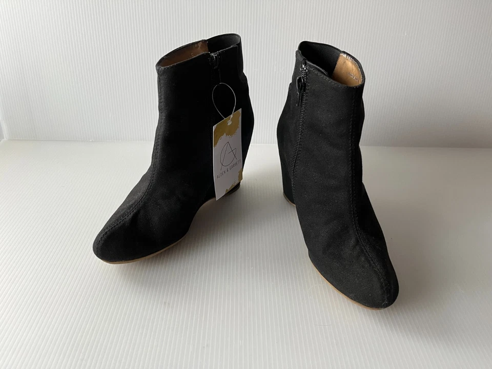 Botines de cuña al tobillo de lona negra MM6 Maison Martin Margiela, talla 36 (IT) 6 (EE. UU.) Foto 2 de 4