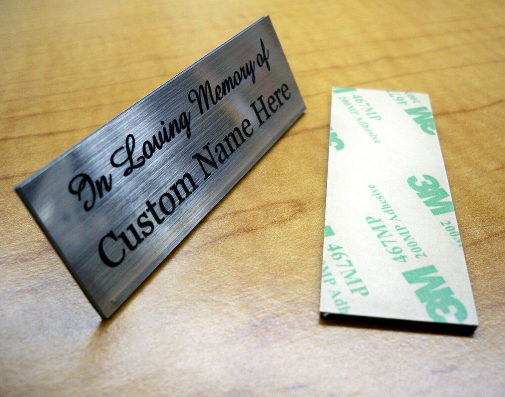 Custom Engraved 1x3 Silver In Memory Of Name Plate Plaque Urn Keepsake Pet Urns