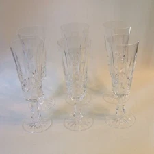 Waterford Rosslare 6 Crystal Champagne Flutes Signed, Discontinued Pattern
